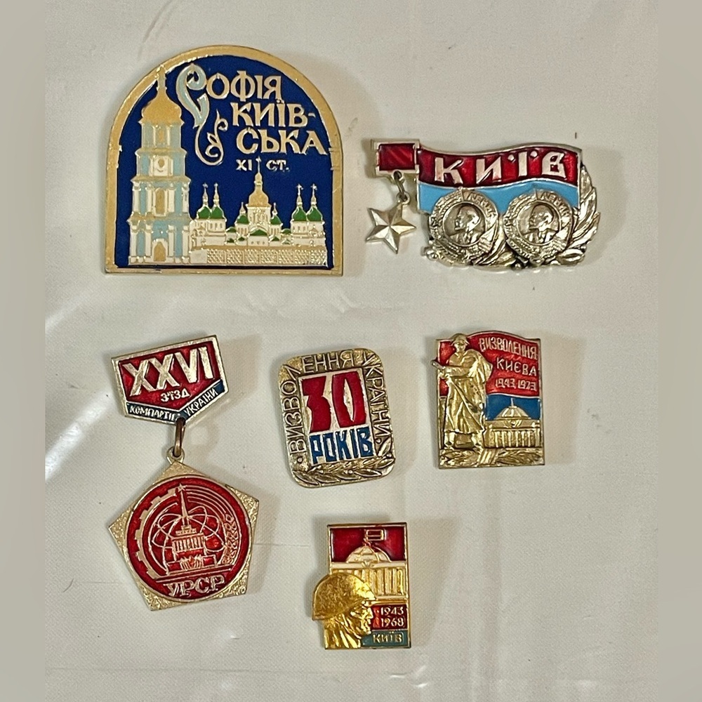 Lot Of 6 VTG USSR SOVIET UKRAINE PIN BADGES HERO CITY Kyiv Киев